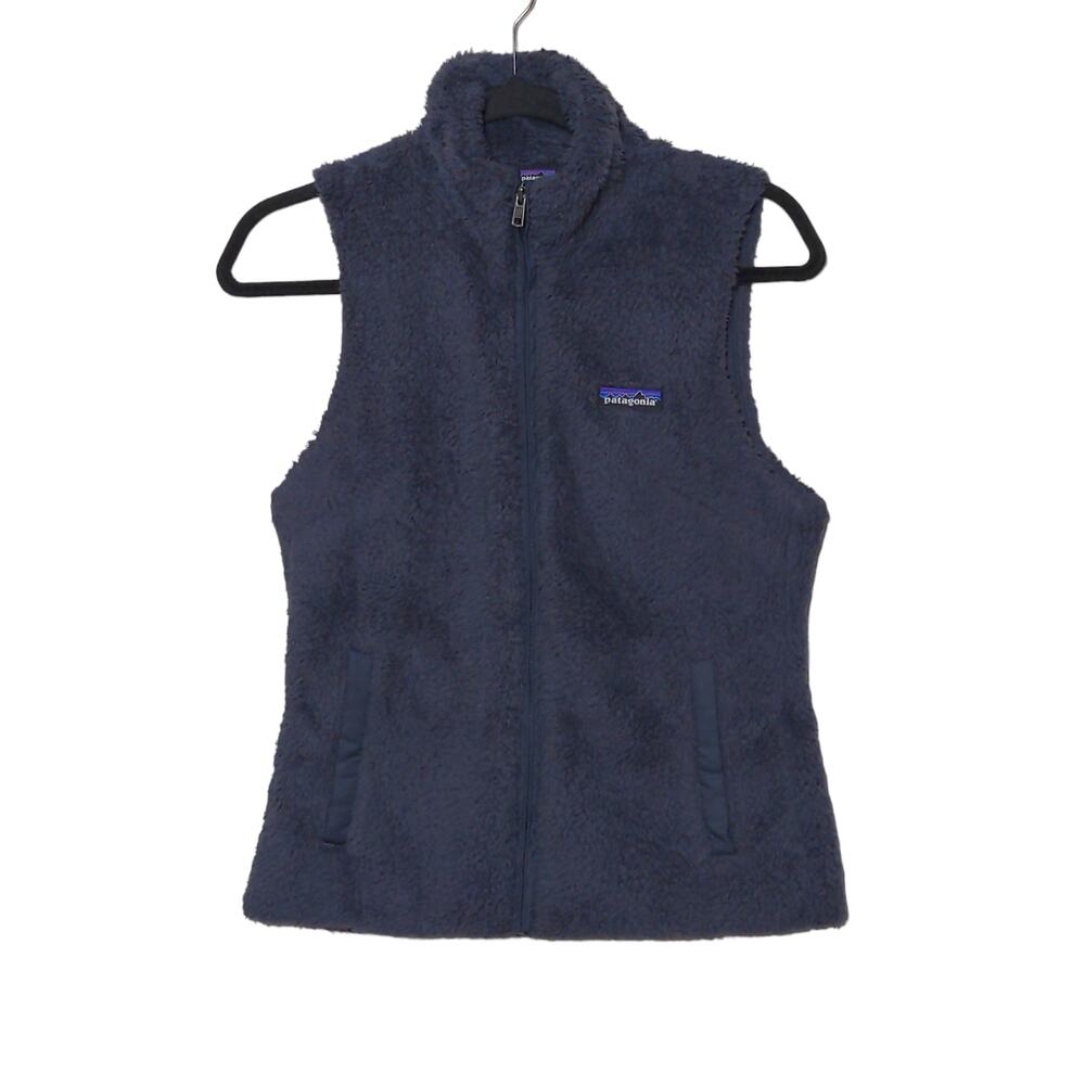 Patagonia Womens Los Gatos Fleece Vest Blue Full Zip Pockets Mock Neck S